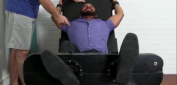  Damian Taylor is bound to the torture bed and gets tickled